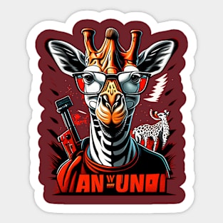 Warrior and knowledgeable giraffe Sticker